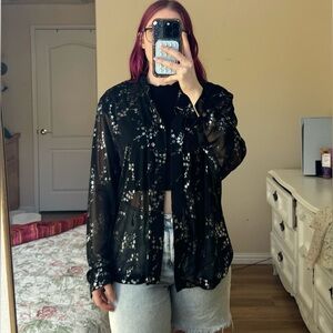Black Floral Sheer Blouse
